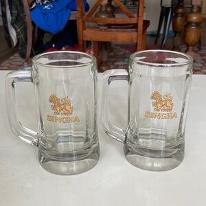 Singha Clear Glass Beer Mugs - Set of 2